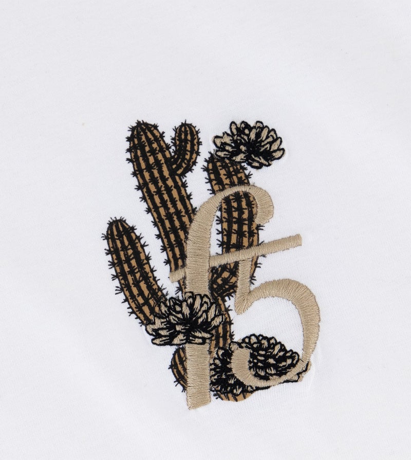 إف5 تيشيرت رجالي واسع مطرز أبيض - Image 3